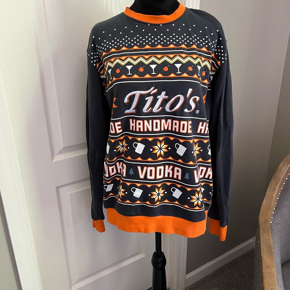 Gray and Orange Crewneck Tito’s Sweatshirt